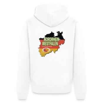 Nordrhein-Westfalen Deutschland Bundesland NRW - Unisex Premium Bio Zip Hoodie - Weiß - Hinten - Thijin (182cm)