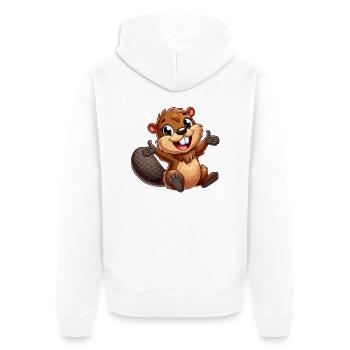 Beaver - Unisex Premium Organic Zip Hoodie - white - Back - Thijin (182cm)