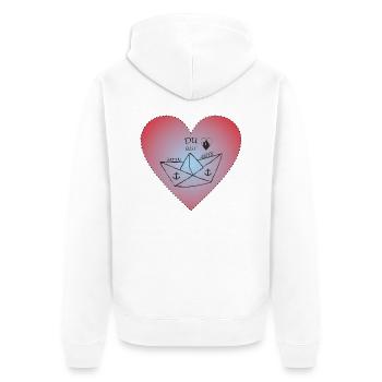 Heart Lovers Ship Anchor - Unisex Premium Organic Zip Hoodie - white - Back - Thijin (182cm)
