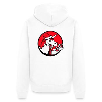 Licorne Noël Père Noël Cadeaux Chapeau - Veste à capuche bio Premium Unisexe - blanc - Dos - Thijin (182cm)
