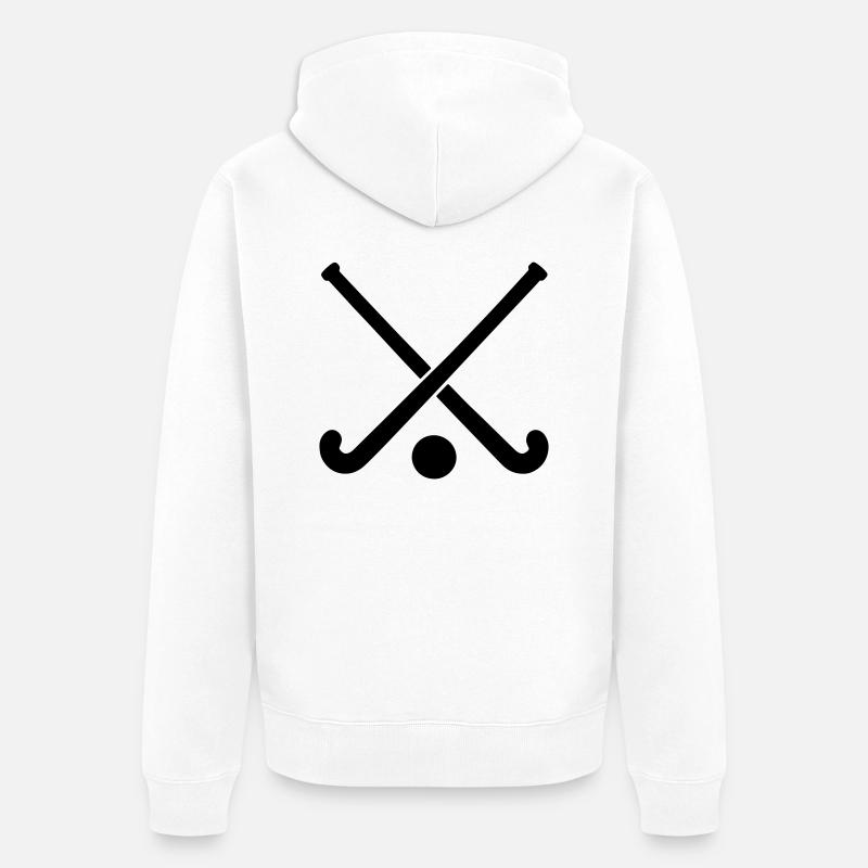 Icône du hockey sur gazon - Veste à capuche bio Premium Unisexe - blanc