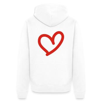 Herz- - Unisex Premium Bio Zip Hoodie - Weiß - Hinten - Thijin (182cm)
