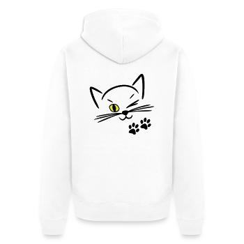 cute cat, winking eye - Unisex Premium Organic Zip Hoodie - white - Back - Thijin (182cm)