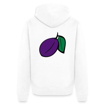 Pflaume - Unisex Premium Bio Zip Hoodie - Weiß - Hinten - Thijin (182cm)