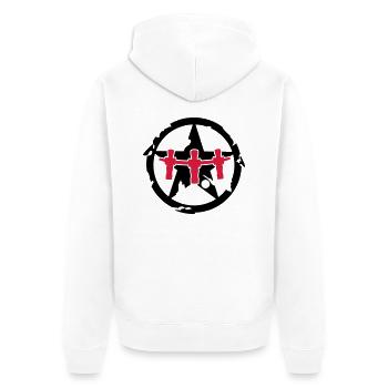 Kicker Stern - Unisex Premium Bio Zip Hoodie - Weiß - Hinten - Thijin (182cm)