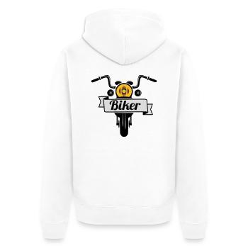 Biker - Unisex Premium Bio Zip Hoodie - Weiß - Hinten - Thijin (182cm)