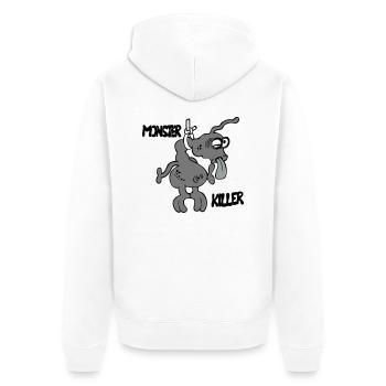 Moki - Unisex Premium Bio Zip Hoodie - Weiß - Hinten - Thijin (182cm)