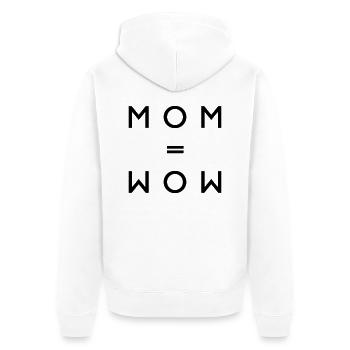 MOM - WOW - Unisex Premium Bio Zip Hoodie - Weiß - Hinten - Thijin (182cm)