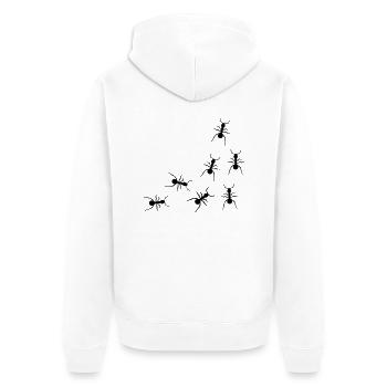 Ameisen - Unisex Premium Bio Zip Hoodie - Weiß - Hinten - Thijin (182cm)