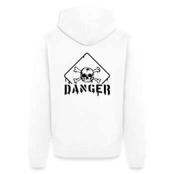 danger_2__f1 - Unisex Premium Organic Zip Hoodie - white - Back - Thijin (182cm)