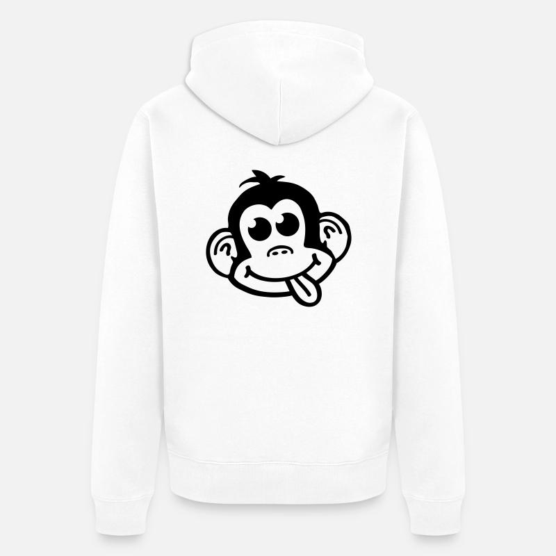 affe_crazy_smiley_a1 - Unisex Premium Bio Zip Hoodie - Weiß