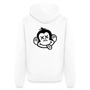 affe_crazy_smiley_aq1 - Veste à capuche bio Premium Unisexe - blanc - Dos - Thijin (182cm)