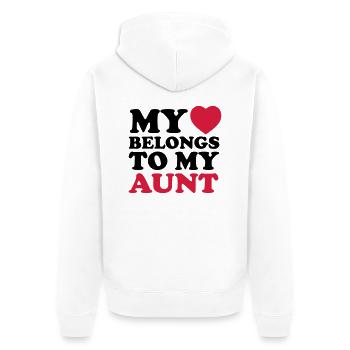 MHBTM aunt - Unisex Premium Bio Zip Hoodie - Weiß - Hinten - Thijin (182cm)