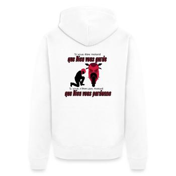 Que Dieu vous pardonne - Veste à capuche bio Premium Unisexe - blanc - Dos - Thijin (182cm)