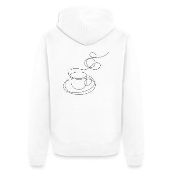 Kaffee lineart - Unisex Premium Bio Zip Hoodie - Weiß - Hinten - Thijin (182cm)