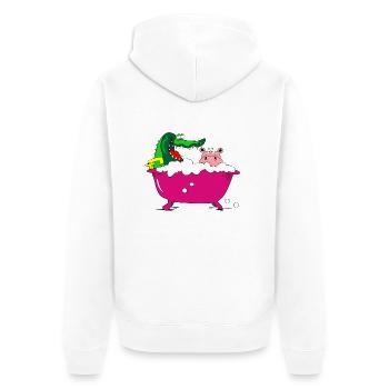 hippo bathtub crocodile kids kids gift - Unisex Premium Organic Zip Hoodie - white - Back - Thijin (182cm)
