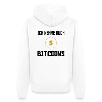 Bitcoin Trading Crypto Aktien - Unisex Premium Bio Zip Hoodie - Weiß - Hinten - Thijin (182cm)