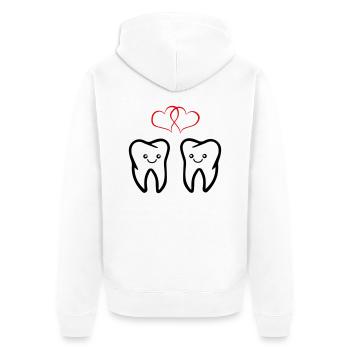 zähne verliebt - Unisex Premium Bio Zip Hoodie - Weiß - Hinten - Thijin (182cm)