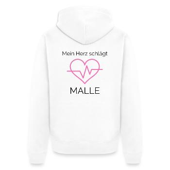 Mein Herz schlägt Malle - Unisex Premium Bio Zip Hoodie - Weiß - Hinten - Thijin (182cm)