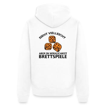 boardgame chess backgammon game night - Unisex Premium Bio Zip Hoodie - Weiß - Hinten - Thijin (182cm)