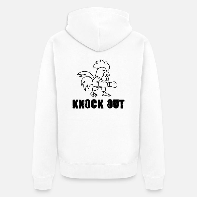 hahn boxer knock out comic - Unisex Premium Bio Zip Hoodie - Weiß