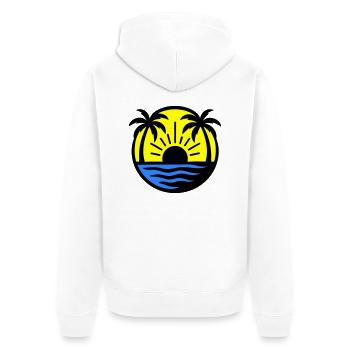 Palmen Strand Sonnenuntergang - Unisex Premium Bio Zip Hoodie - Weiß - Hinten - Thijin (182cm)
