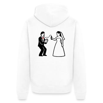 Brautpaar Peitsche Lustig - Unisex Premium Bio Zip Hoodie - Weiß - Hinten - Thijin (182cm)