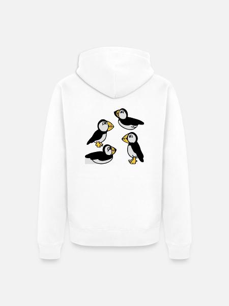 Family of Puffins - Unisex Premium Organic Zip Hoodie - white