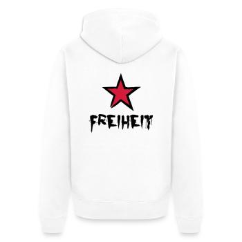 Freiheit - Unisex Premium Bio Zip Hoodie - Weiß - Hinten - Thijin (182cm)
