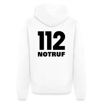 112 Notruf - Unisex Premium Bio Zip Hoodie - Weiß - Hinten - Thijin (182cm)