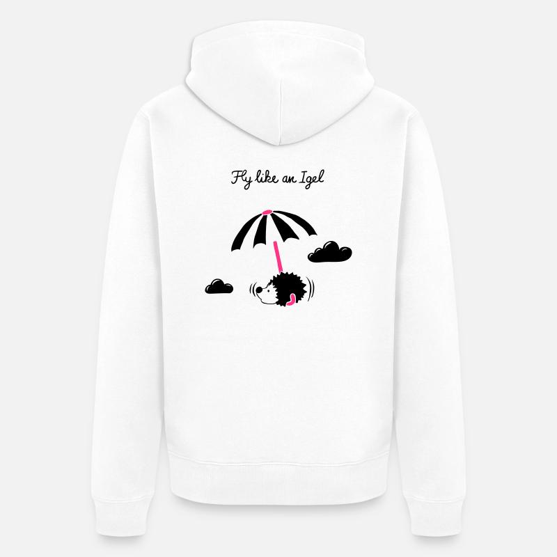 Fly like an Igel - Unisex Premium Bio Zip Hoodie - Weiß