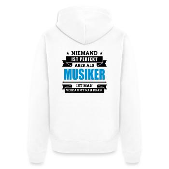 Funshirt Musiker - Unisex Premium Bio Zip Hoodie - Weiß - Hinten - Thijin (182cm)
