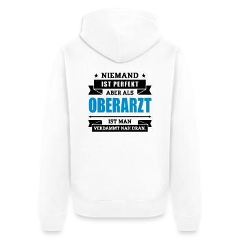 Funshirt Oberarzt - Unisex Premium Bio Zip Hoodie - Weiß - Hinten - Thijin (182cm)