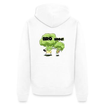 Bro Bros - Unisex Premium Bio Zip Hoodie - Weiß - Hinten - Thijin (182cm)