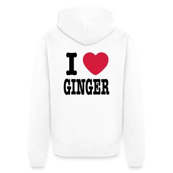 J'aime Ginger - Veste à capuche bio Premium Unisexe - blanc - Dos - Thijin (182cm)