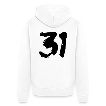 Brushed 31 - Unisex Premium Bio Zip Hoodie - Weiß - Hinten - Thijin (182cm)