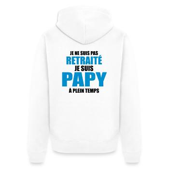 Je suis papy a plein temps - Veste à capuche bio Premium Unisexe - blanc - Dos - Thijin (182cm)