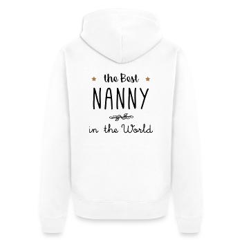The best nanny in the world - Unisex Premium Organic Zip Hoodie - white - Back - Thijin (182cm)