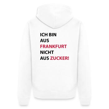 Ich bin aus Frankfurt #Stadtgeschenke - Unisex Premium Bio Zip Hoodie - Weiß - Hinten - Thijin (182cm)