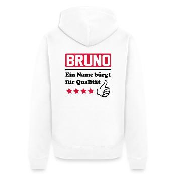 bruno - Unisex Premium Bio Zip Hoodie - Weiß - Hinten - Thijin (182cm)