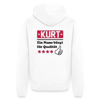 kurt - Unisex Premium Bio Zip Hoodie - Weiß - Hinten - Thijin (182cm)