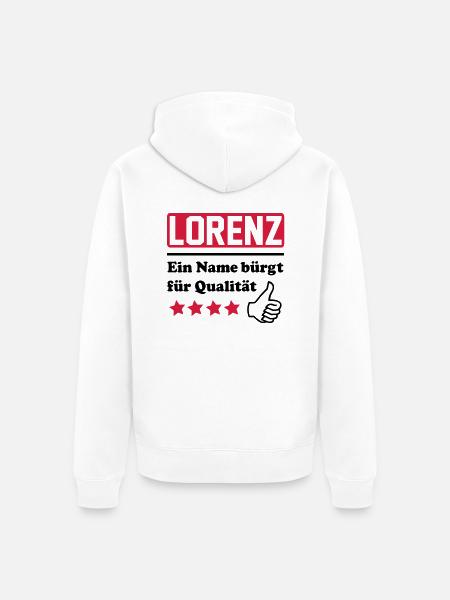 lorenz - Unisex Premium Bio Zip Hoodie - Weiß