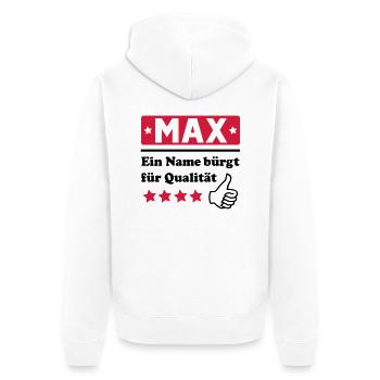 max - Unisex Premium Organic Zip Hoodie - white - Back - Thijin (182cm)