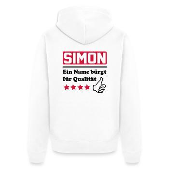 simon - Unisex Premium Bio Zip Hoodie - Weiß - Hinten - Thijin (182cm)
