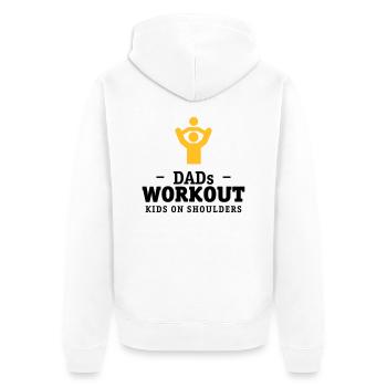 Papas workout mit Kind auf Schultern Geschenk - Unisex Premium Bio Zip Hoodie - Weiß - Hinten - Thijin (182cm)