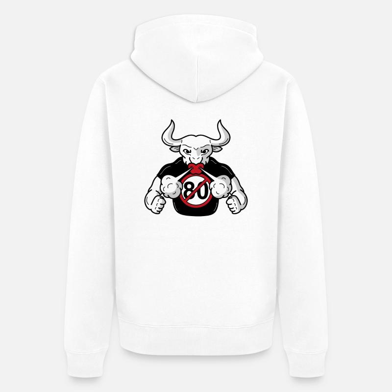 On est pas des vaches à lait 80 km h - Veste à capuche bio Premium Unisexe - blanc
