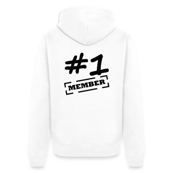 nummer 1 member - Unisex Premium Bio Zip Hoodie - Weiß - Hinten - Thijin (182cm)