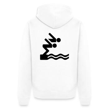 Schwimmen - Unisex Premium Bio Zip Hoodie - Weiß - Hinten - Thijin (182cm)