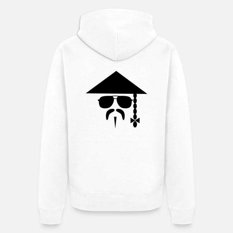 Chinese with Mustache - Veste à capuche bio Premium Unisexe - blanc
