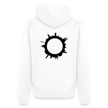 Skyline Köln rund - Unisex Premium Bio Zip Hoodie - Weiß - Hinten - Thijin (182cm)